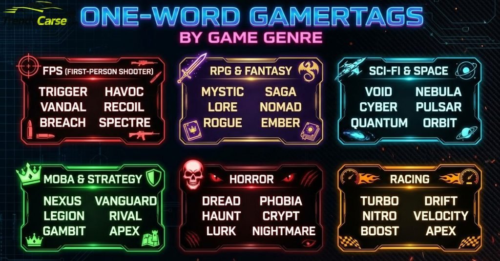 One Word Gamertags by Game Genre